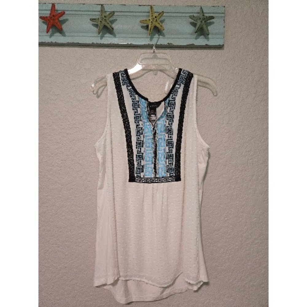 Ali Miles White Embroidered Tank